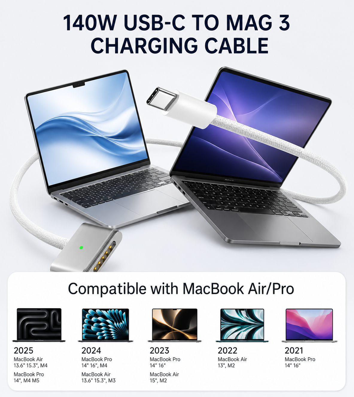 MagSafe 3 | 140W USB-C charger with US plug and USB-C