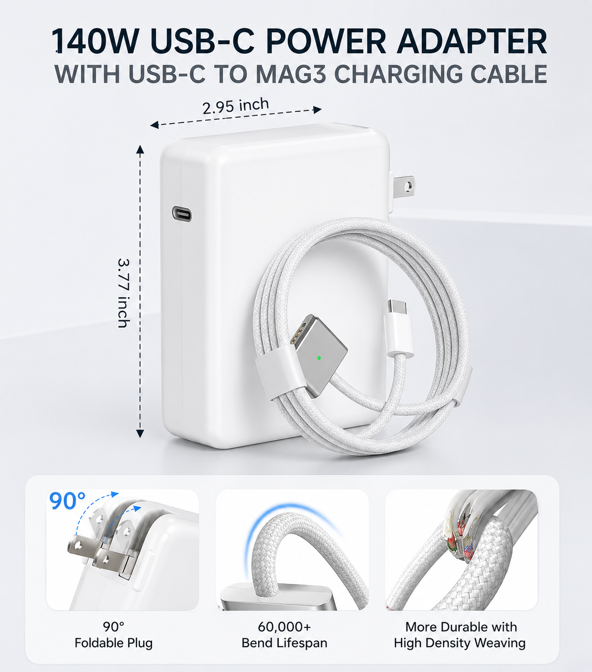 MagSafe 3 | 140W USB-C charger with US plug and USB-C