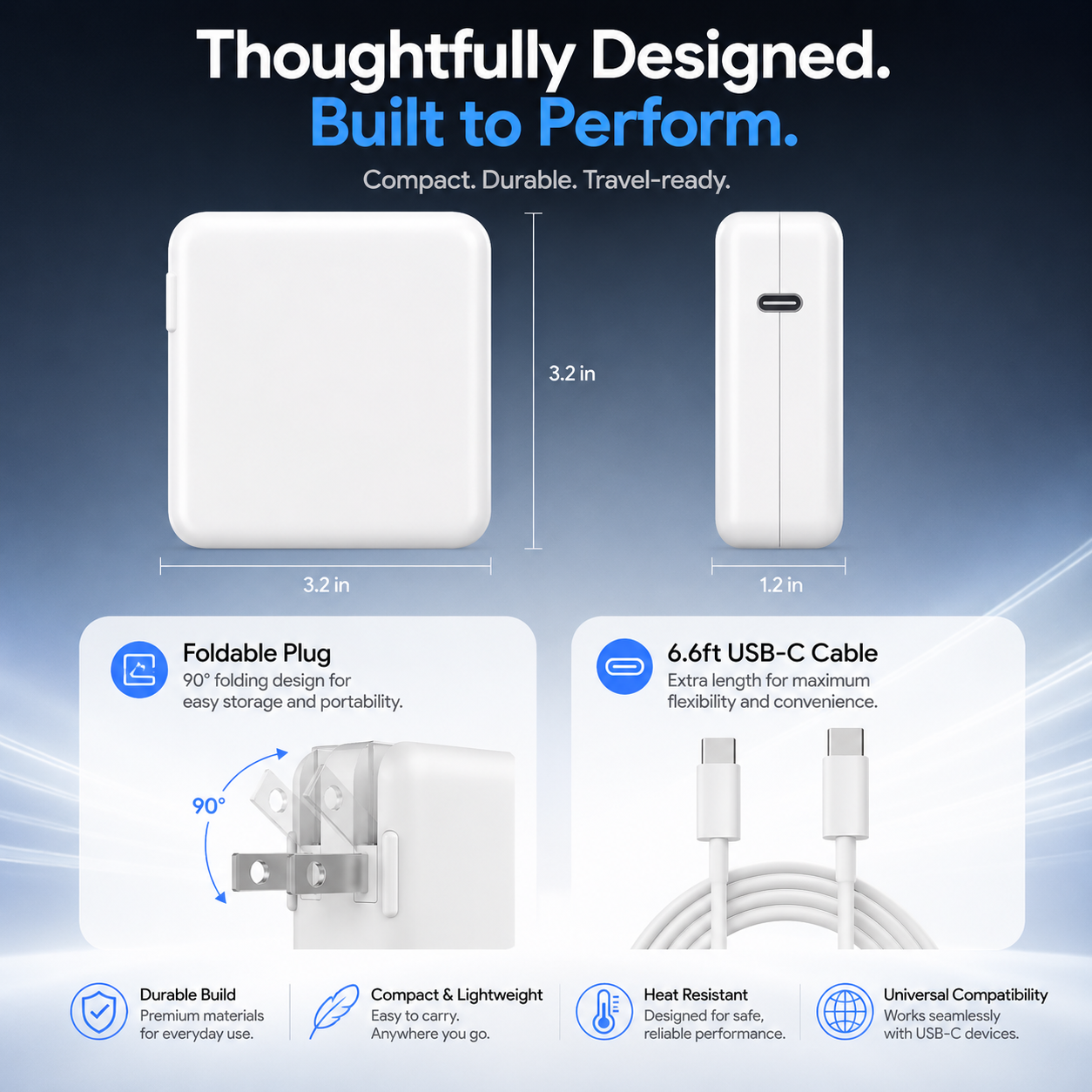 USB-C Adapter 30W, 61W, 87W or 96W (Cable Included)