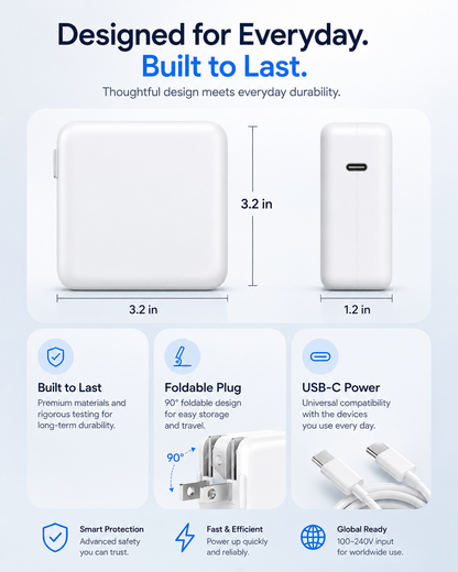 USB-C Adapter 30W, 61W, 87W or 96W (Cable Included)